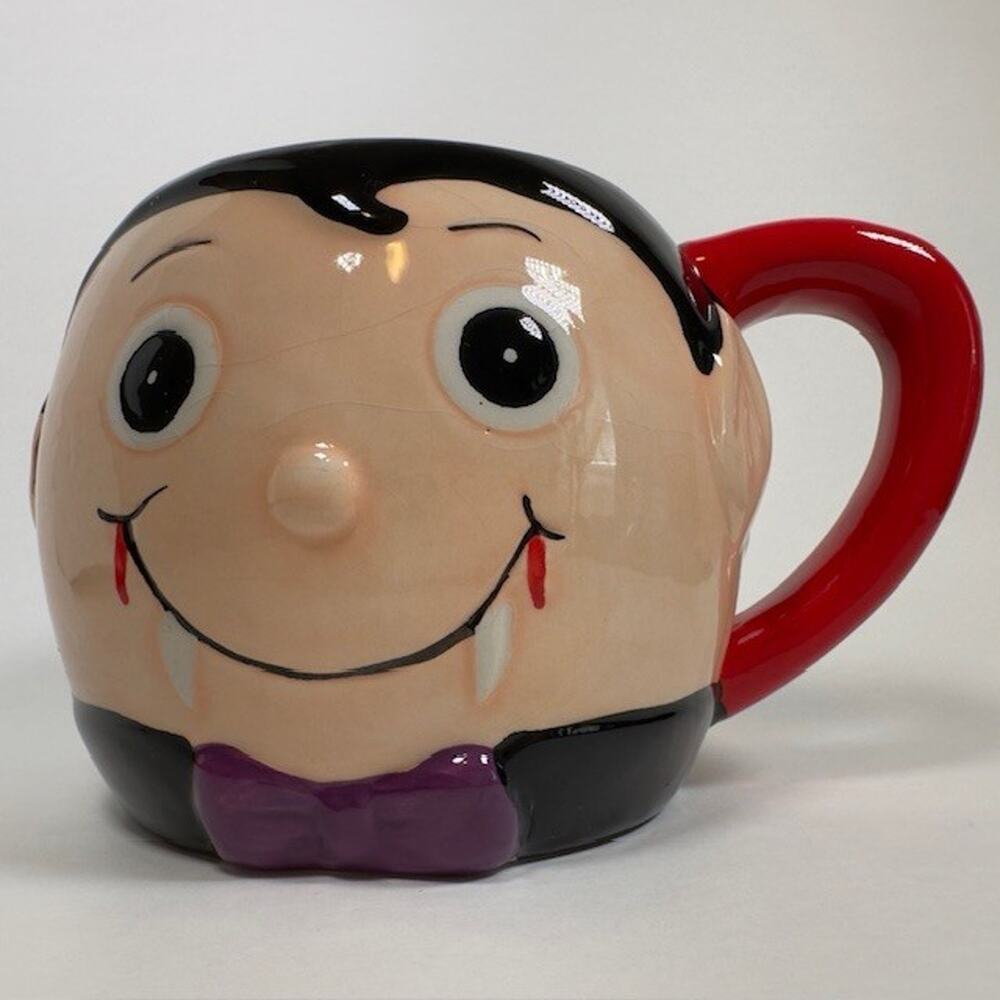 Walgreens Dracula Vampire Ceramic Mug/Cup Halloween Black Red 24.3 fl oz - Picture 2 of 12